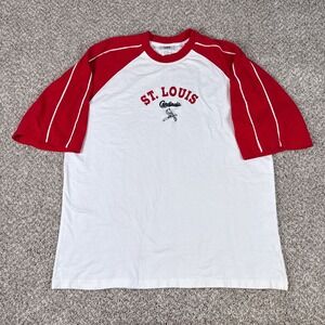 St Louis Cardinals Shirt Mens 2XL Raglan Red White Sport Vintage‎